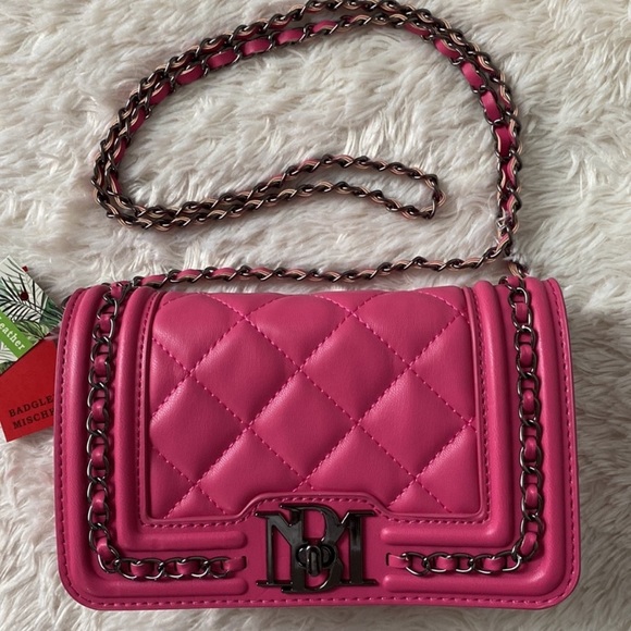 Badgley Mischka Handbags - Badgley Mischka Barbie pink small chain strap quilted crossbody